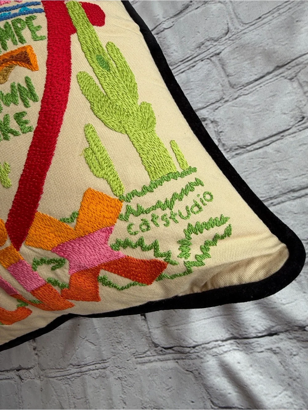 Cat Studio Embroidered Travel Gift Pillow Throw Decorative Destination Phoenix v